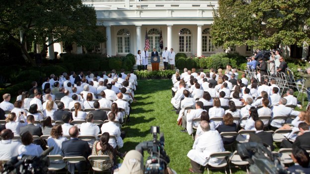 Doctors from all 50 states come to support reform. Watch a powerful new video with interviews of the doctors, or watch the President's remarks. White House Photo, Lawrence Jackson, 10/5/09